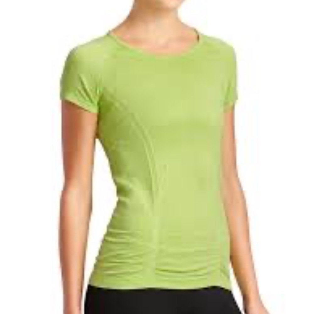 Athleta Fastest Track Lime Green Short Sleeve Athletic Yoga Support Top Size S